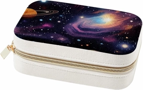 Portable Travel Mini Jewelry Box Velvet Jewellery Ring Organizer Case Space Galaxy Cosmic Stars