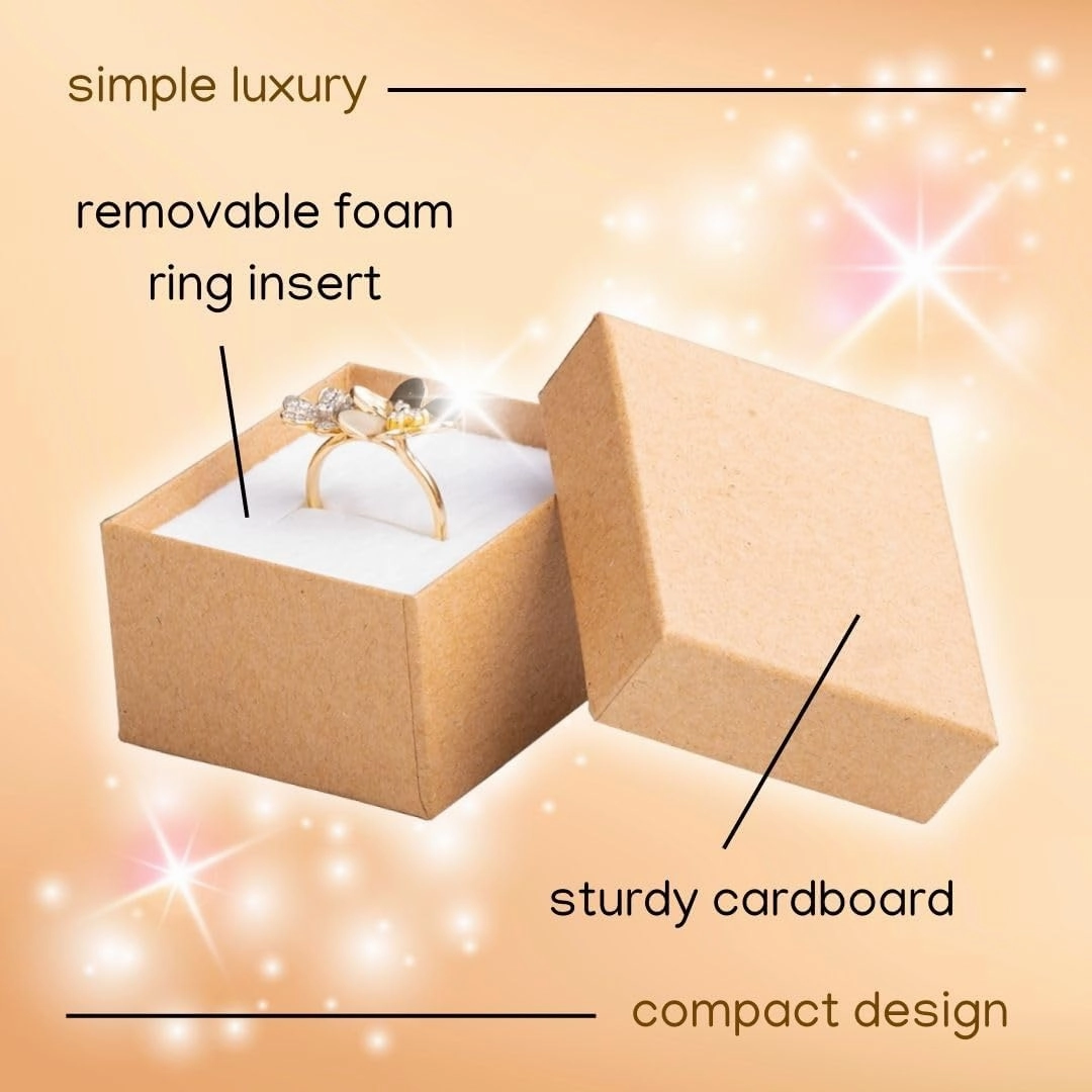 Prestige & Fancy Brown Jewelry Gift Boxes 50 pack, 2x1.75x1.12 Cardboard Gift Boxes with Flocked Foam Ring and earring Slot, Small Jewelry Boxes for Gifts, Christmas,and jewelry shops,