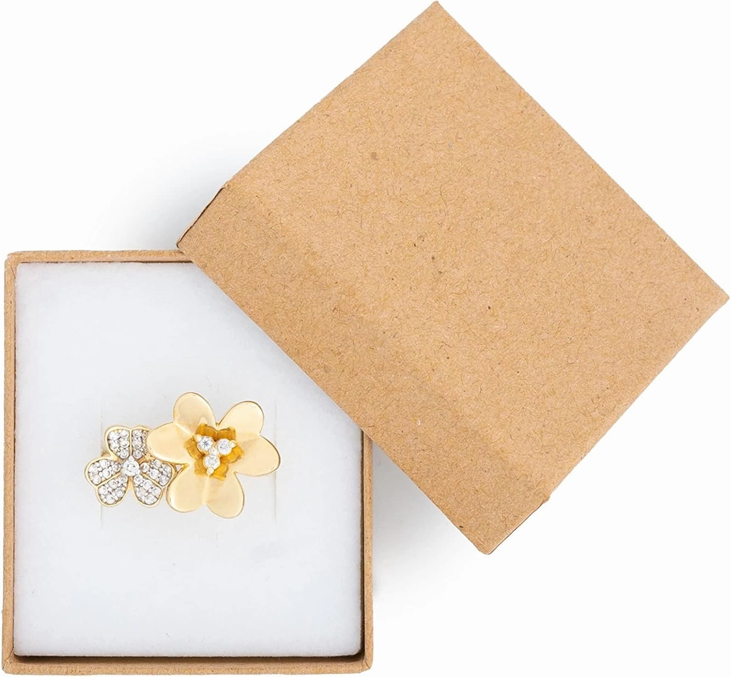 Prestige & Fancy Brown Jewelry Gift Boxes 50 pack, 2x1.75x1.12 Cardboard Gift Boxes with Flocked Foam Ring and earring Slot, Small Jewelry Boxes for Gifts, Christmas,and jewelry shops,