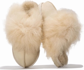 Project Cloud 100% Australian Sheepskin Scuff Slippers for Women - Genuine Shearling Memory Foam Slides for Women - Non-Slip Womens Slippers (Ryann)