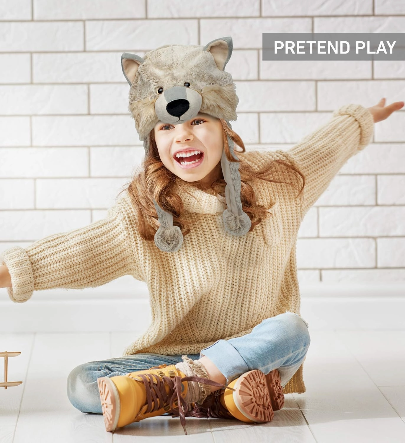 Puzzled Brown Moose Plush Hat - Super Soft Warm Hat With Ear Flaps, Cozy Fleece Winter Hat For Kids & Teens - One Size