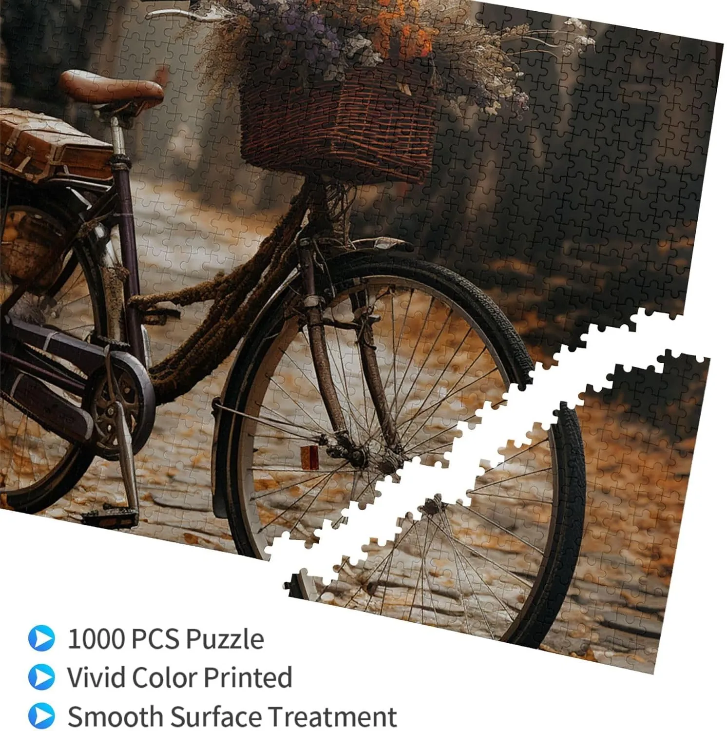 Puzzles 1000 Pieces Personalized Jigsaw Puzzles Bicycle Photo Puzzle Challenging Picture Puzzle for Adults Personaliz Jigsaw with Storage Bag (29.5" x 19.7")