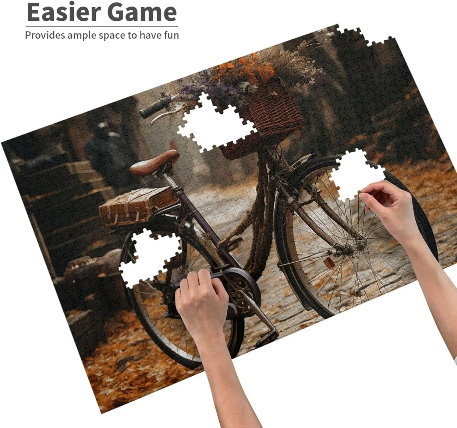Puzzles 1000 Pieces Personalized Jigsaw Puzzles Bicycle Photo Puzzle Challenging Picture Puzzle for Adults Personaliz Jigsaw with Storage Bag (29.5" x 19.7")