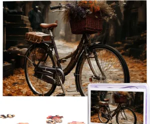 Puzzles 1000 Pieces Personalized Jigsaw Puzzles Bicycle Photo Puzzle Challenging Picture Puzzle for Adults Personaliz Jigsaw with Storage Bag (29.5" x 19.7")