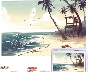 Puzzles 1000 Pieces Personalized Jigsaw Puzzles Summer Beach with Palm Trees Photo Puzzle Challenging Picture Puzzle for Adults Personaliz Jigsaw with Storage Bag (29.5" x 19.7")