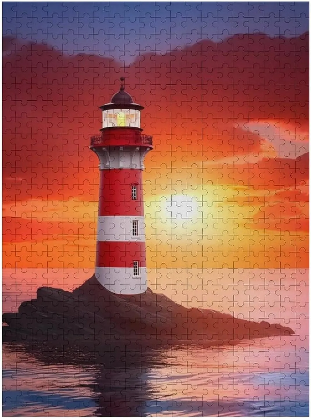 Puzzles for Adults 500 Pieces - Landscape Lighthouse with Sunset Best Challenging Puzzles for Cognitive Workout - Safe Eco-Friendly - Most Popular Leisure Activities