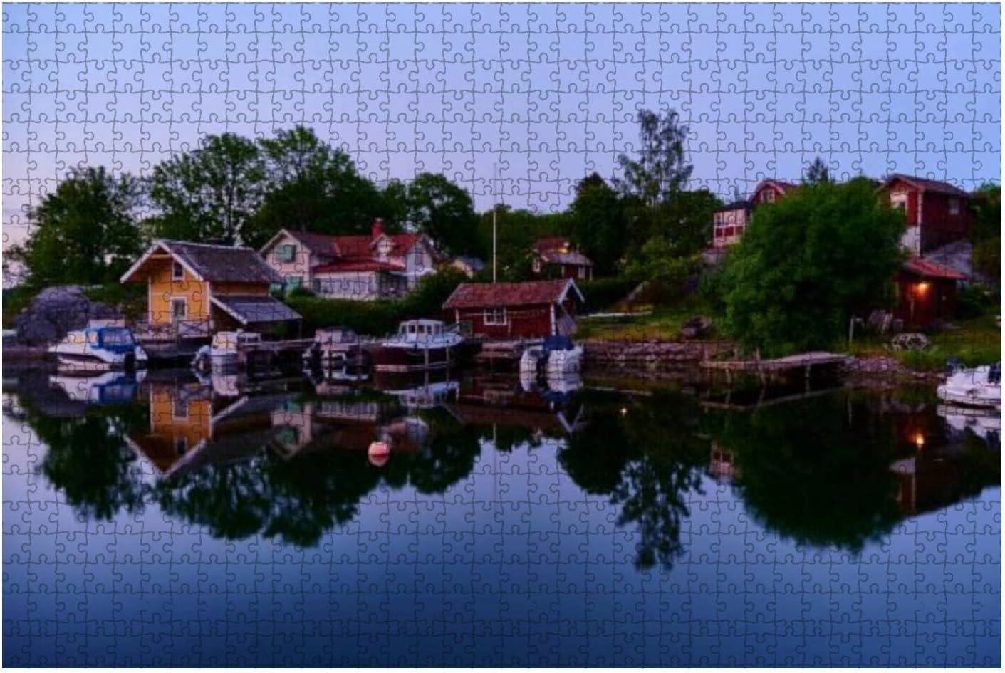 Puzzles 1000 Cape Summer Houses Fishing Stalls Vaxholm a Beautiful Summer Evening -Jigsaw Puzzle for Adults Challenging Puzzle Perfect for Game Nights