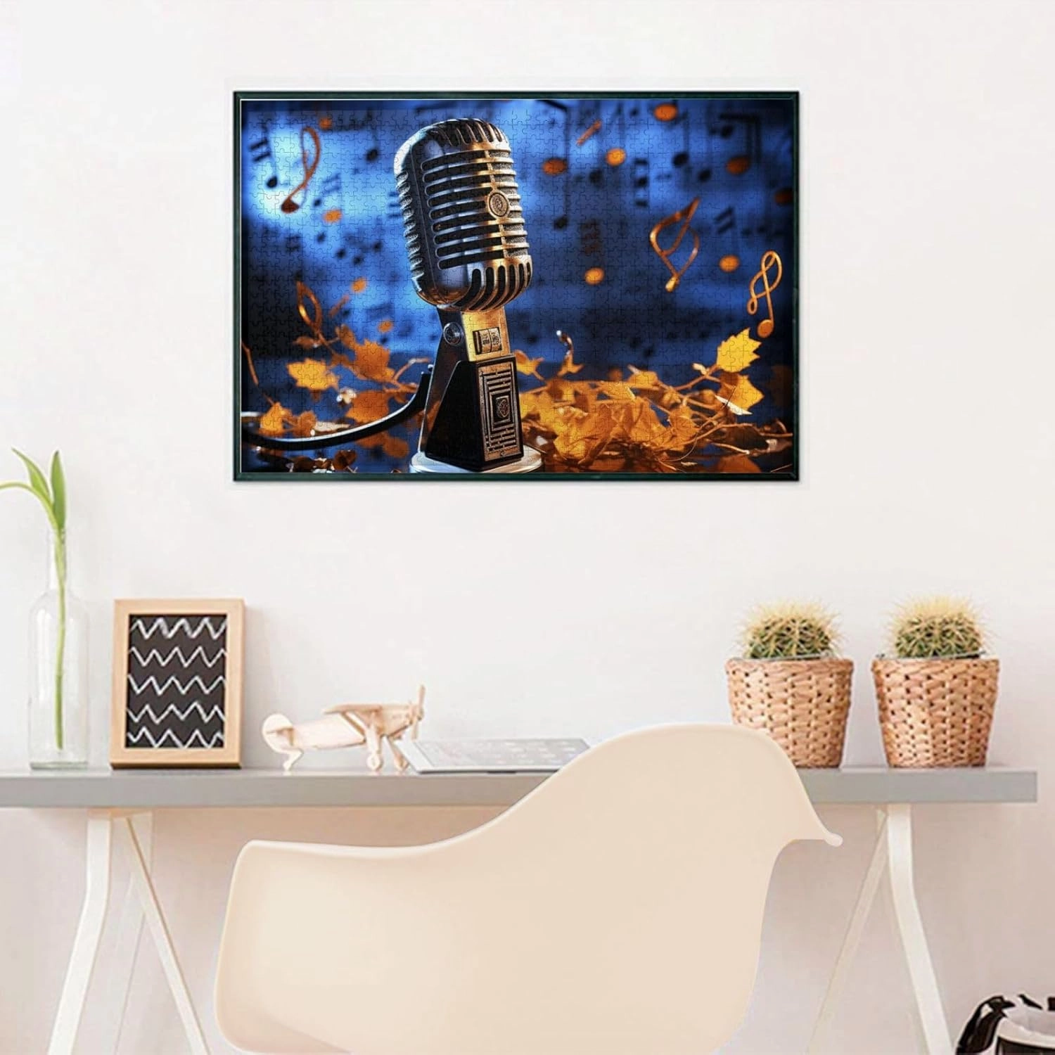 Puzzles 1000 Pieces Personalized Jigsaw Puzzles Music Microphone Photo Puzzle Challenging Picture Puzzle for Adults Personaliz Jigsaw with Storage Bag (29.5" x 19.7")