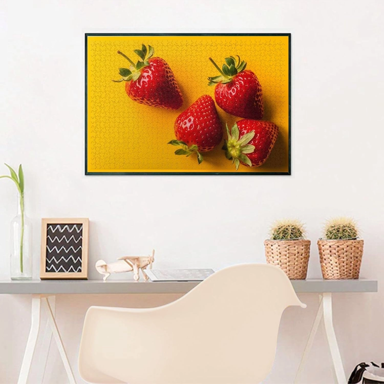 Puzzles 1000 Pieces Personalized Jigsaw Puzzles Strawberries with Yellow Photo Puzzle Challenging Picture Puzzle for Adults Personaliz Jigsaw with Storage Bag (29.5" x 19.7")