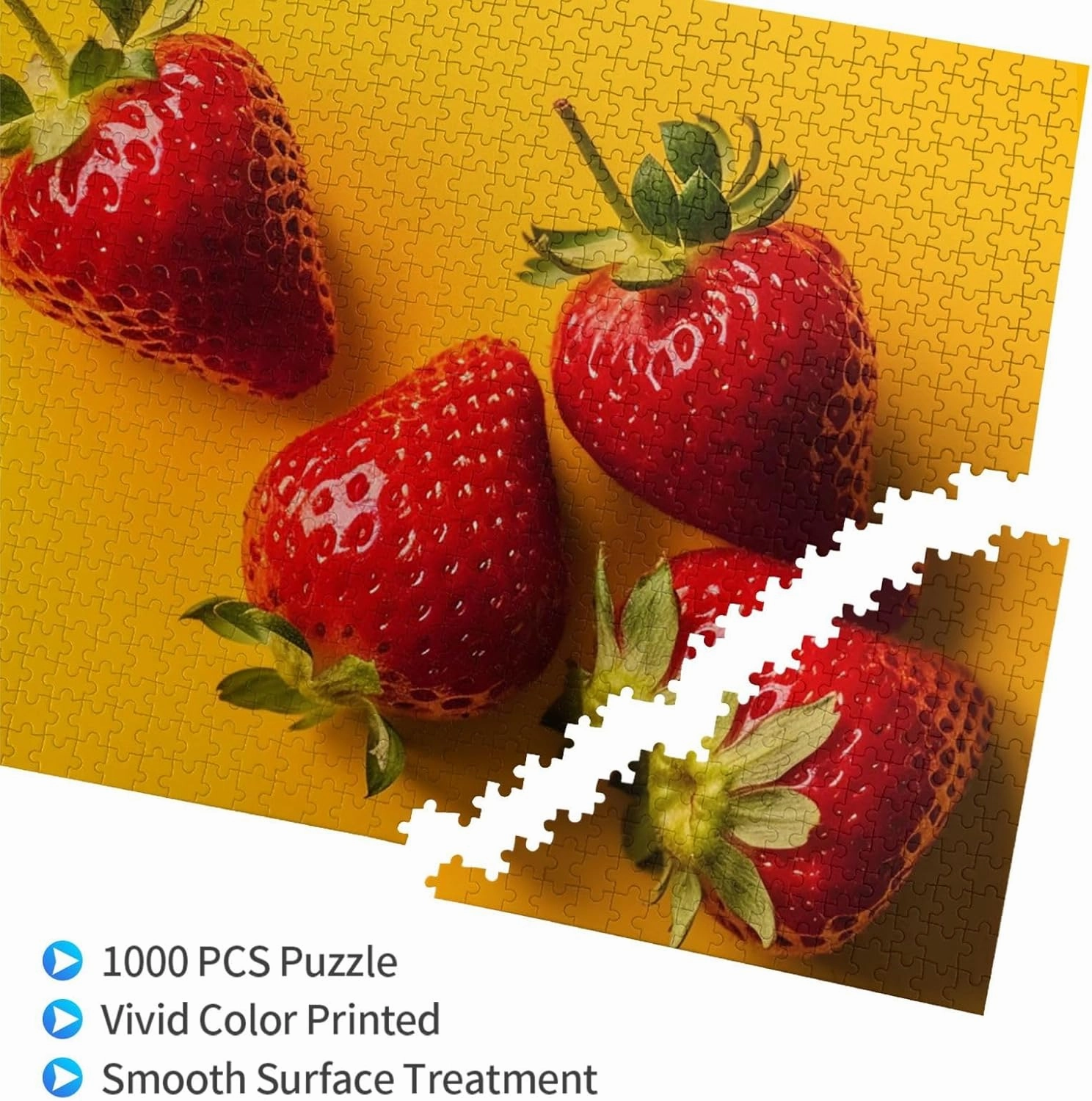 Puzzles 1000 Pieces Personalized Jigsaw Puzzles Strawberries with Yellow Photo Puzzle Challenging Picture Puzzle for Adults Personaliz Jigsaw with Storage Bag (29.5" x 19.7")