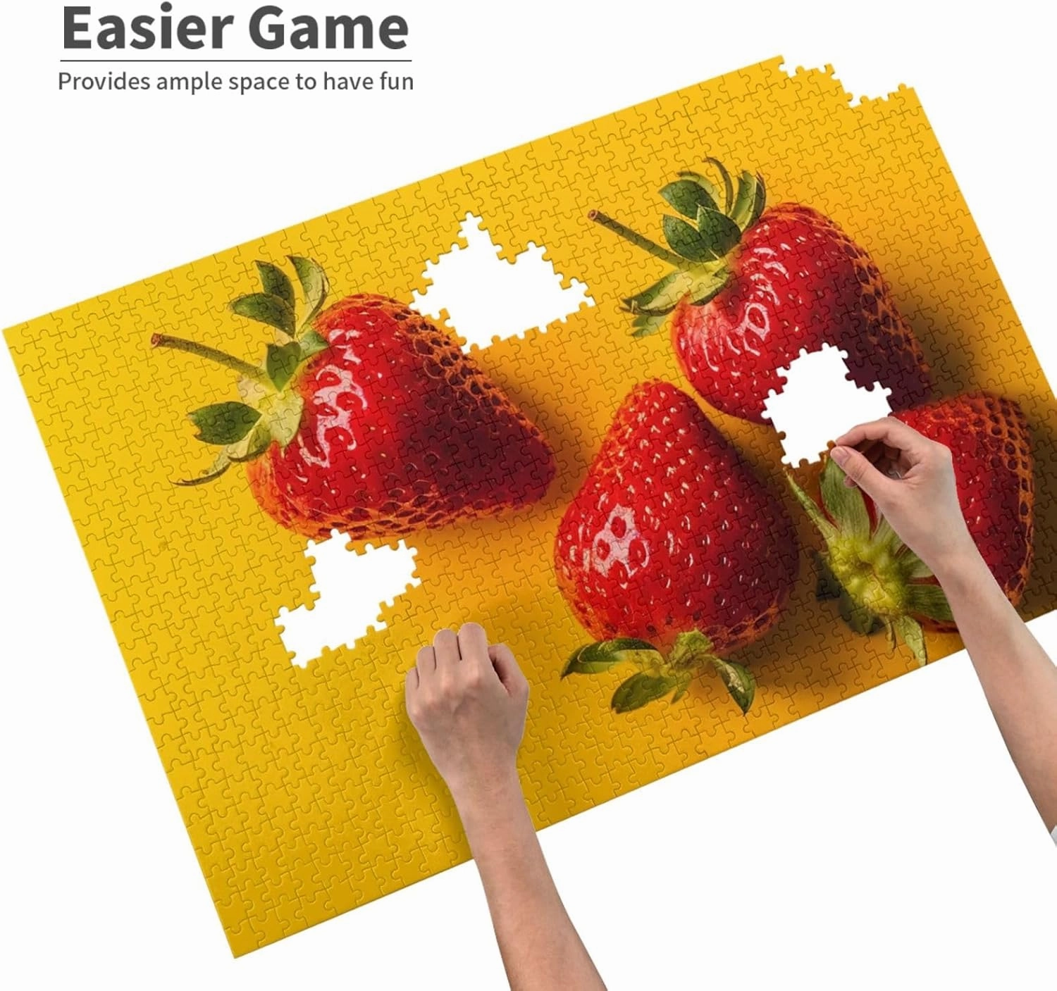 Puzzles 1000 Pieces Personalized Jigsaw Puzzles Strawberries with Yellow Photo Puzzle Challenging Picture Puzzle for Adults Personaliz Jigsaw with Storage Bag (29.5" x 19.7")
