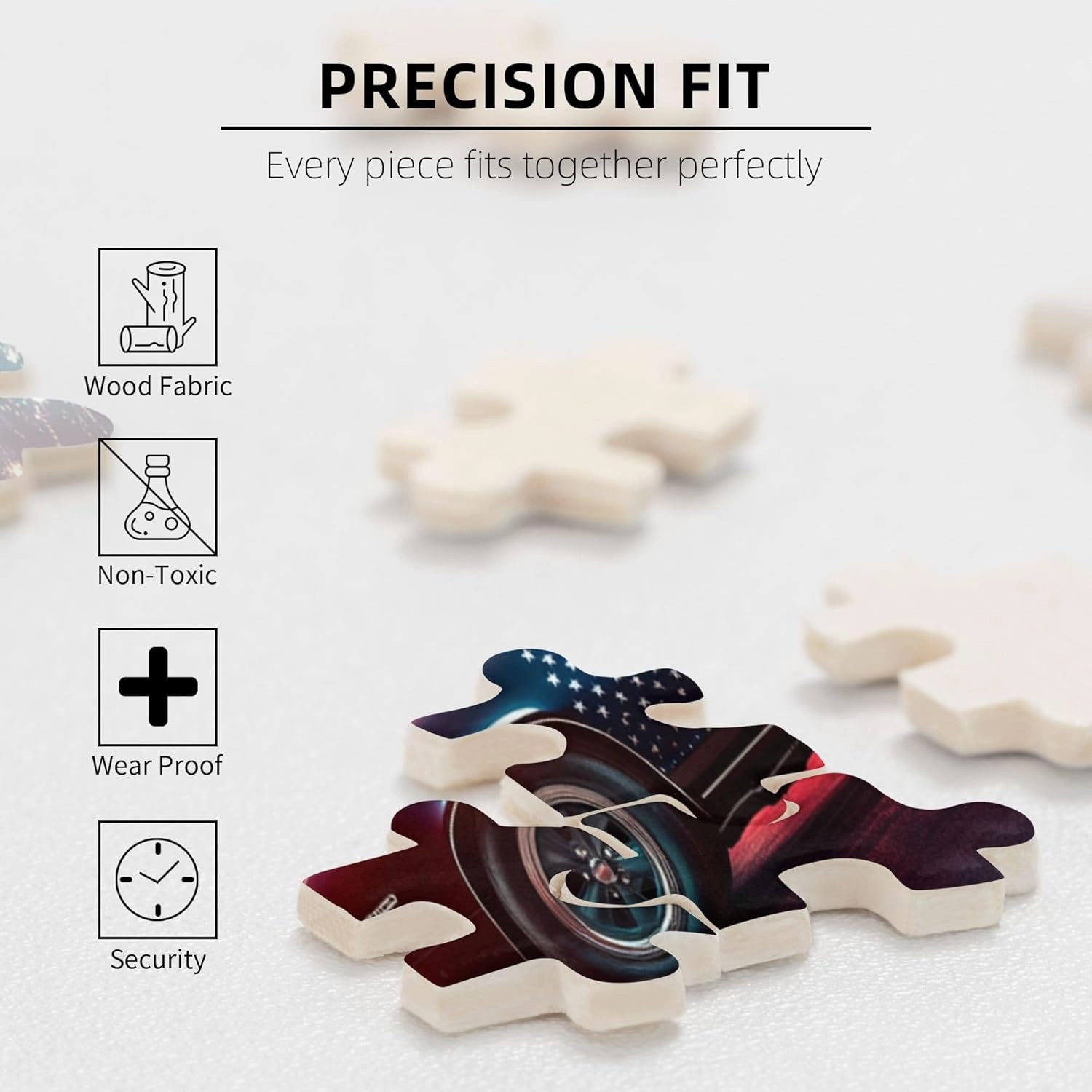Puzzles for Adults 1000 Pieces, Classic Illustration, Wooden Jigsaw Puzzles, Classic American Race Cars, 1000 Piece Jigsaw Puzzle for Adults Challenging Puzzle Perfect for Game Night