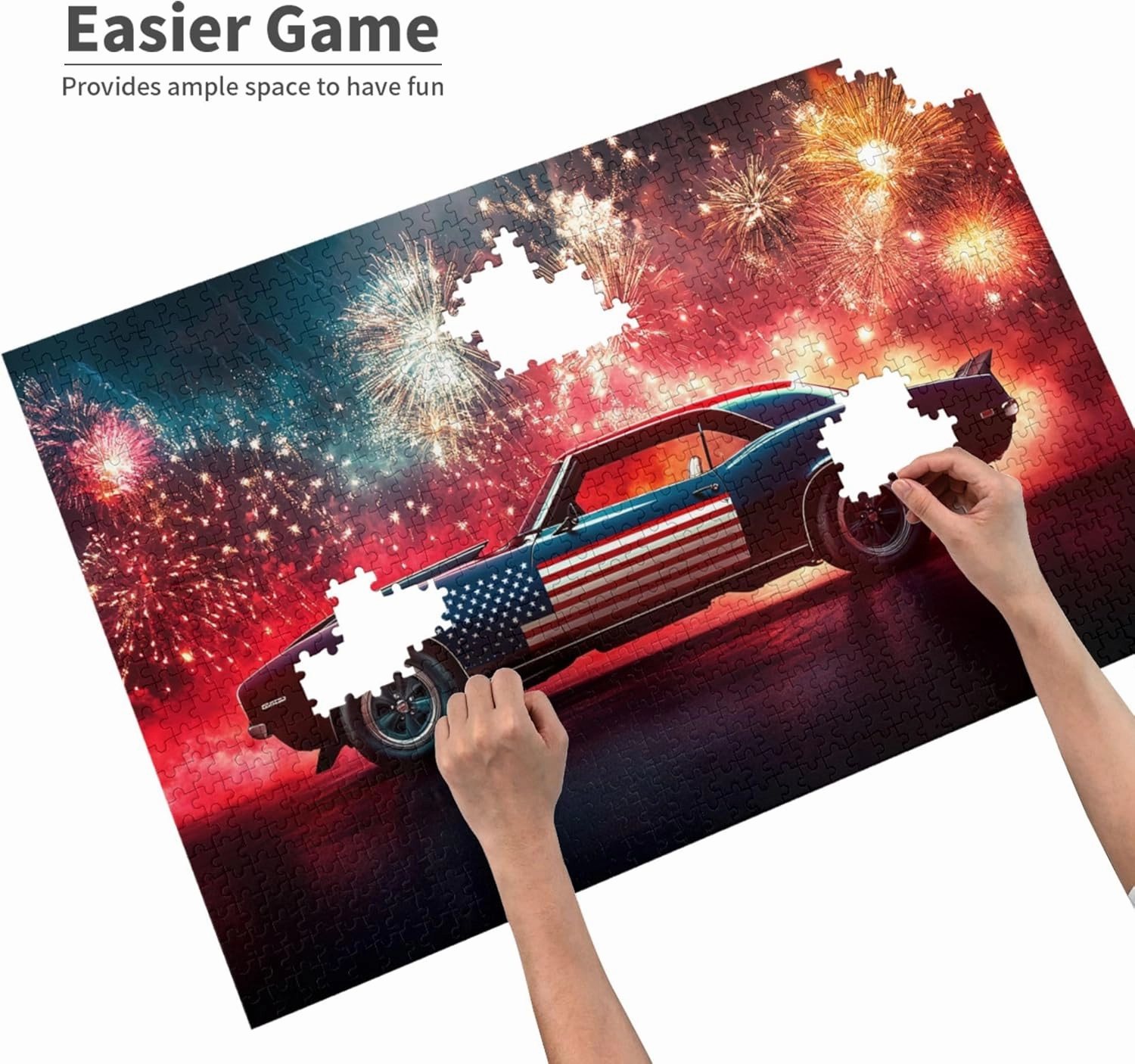 Puzzles for Adults 1000 Pieces, Classic Illustration, Wooden Jigsaw Puzzles, Classic American Race Cars, 1000 Piece Jigsaw Puzzle for Adults Challenging Puzzle Perfect for Game Night