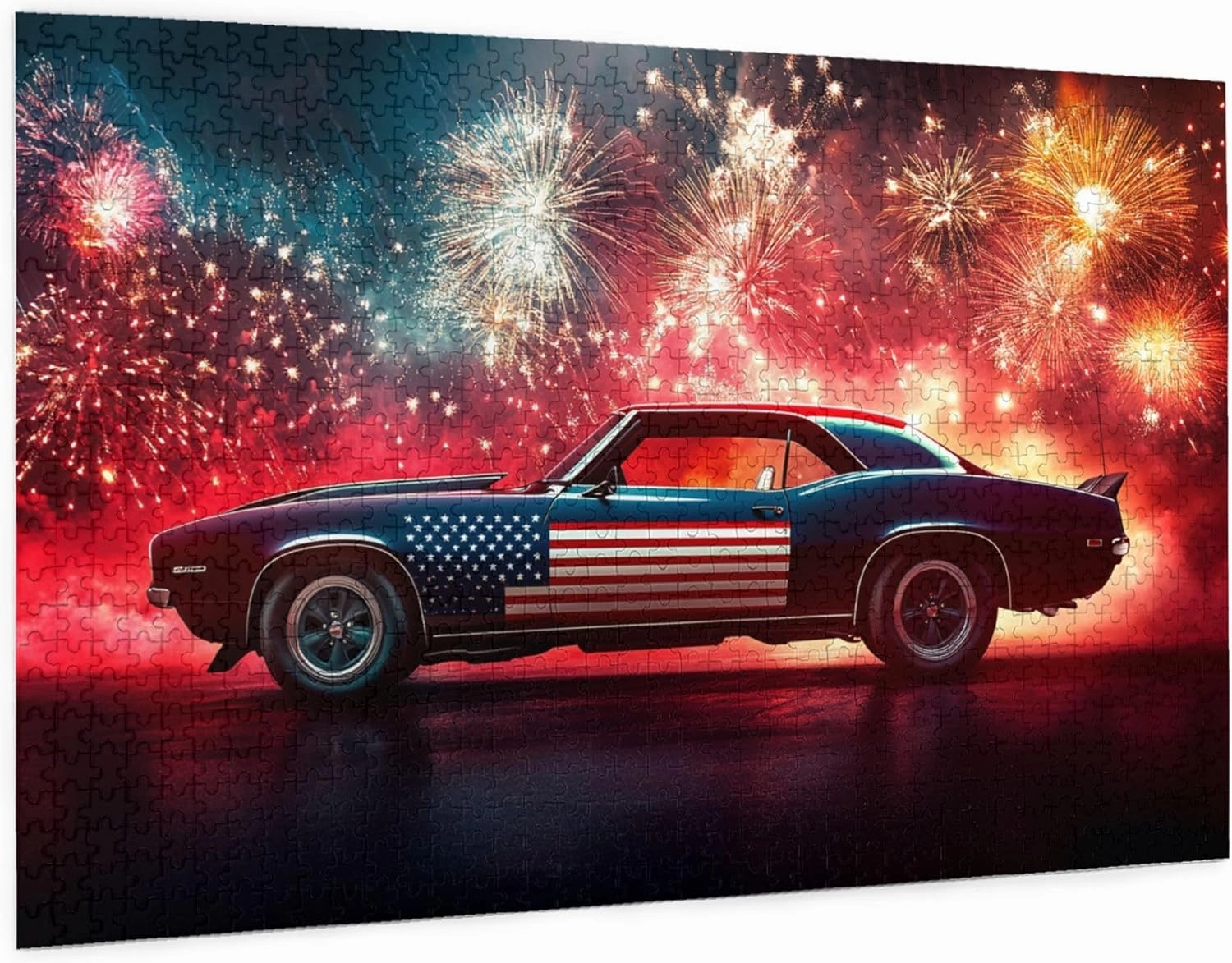 Puzzles for Adults 1000 Pieces, Classic Illustration, Wooden Jigsaw Puzzles, Classic American Race Cars, 1000 Piece Jigsaw Puzzle for Adults Challenging Puzzle Perfect for Game Night