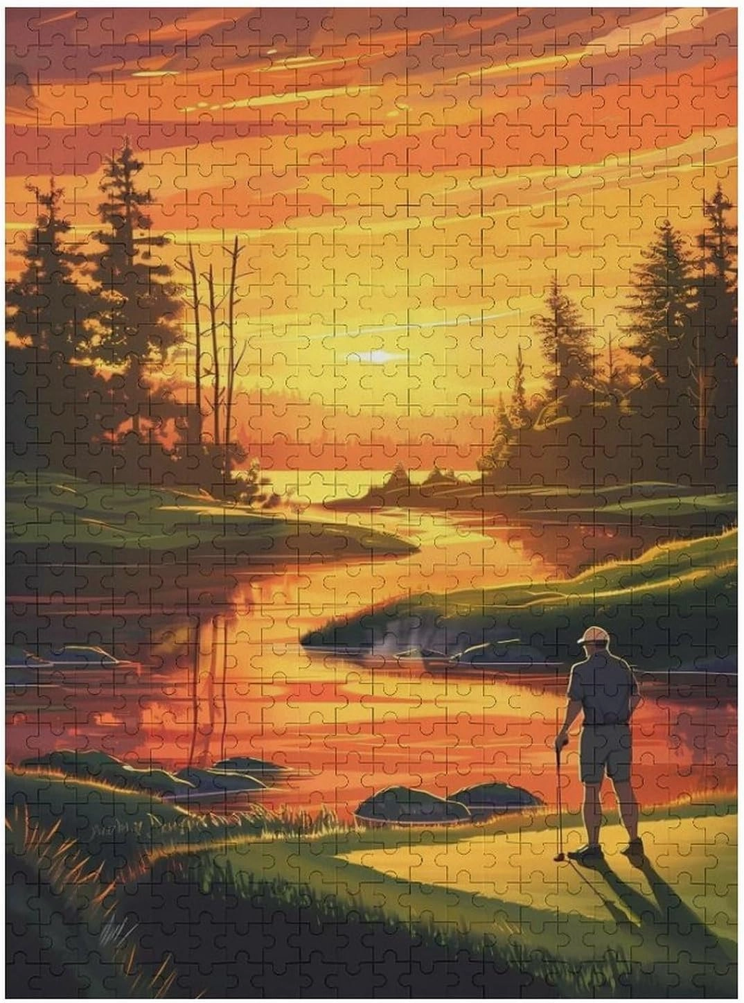 Puzzles for Adults 500 Pieces - Golfer in The Sunset Golf Best Challenging Puzzles for Cognitive Workout - Safe Eco-Friendly - Most Popular Leisure Activities