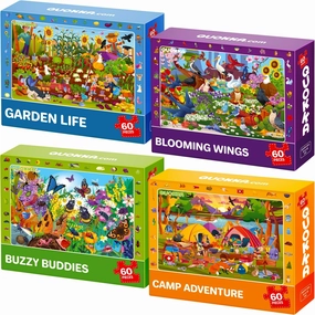 QUOKKA Puzzles for Kids Ages 6-8 - Toddler Puzzles Ages 4-6 - 4-Pack 60 Piece Search and Find Animals and Bugs Jigsaw Puzzle 5-8 - Learning Toys for 3 Year Old Boys and Girls - Educational Games Gift