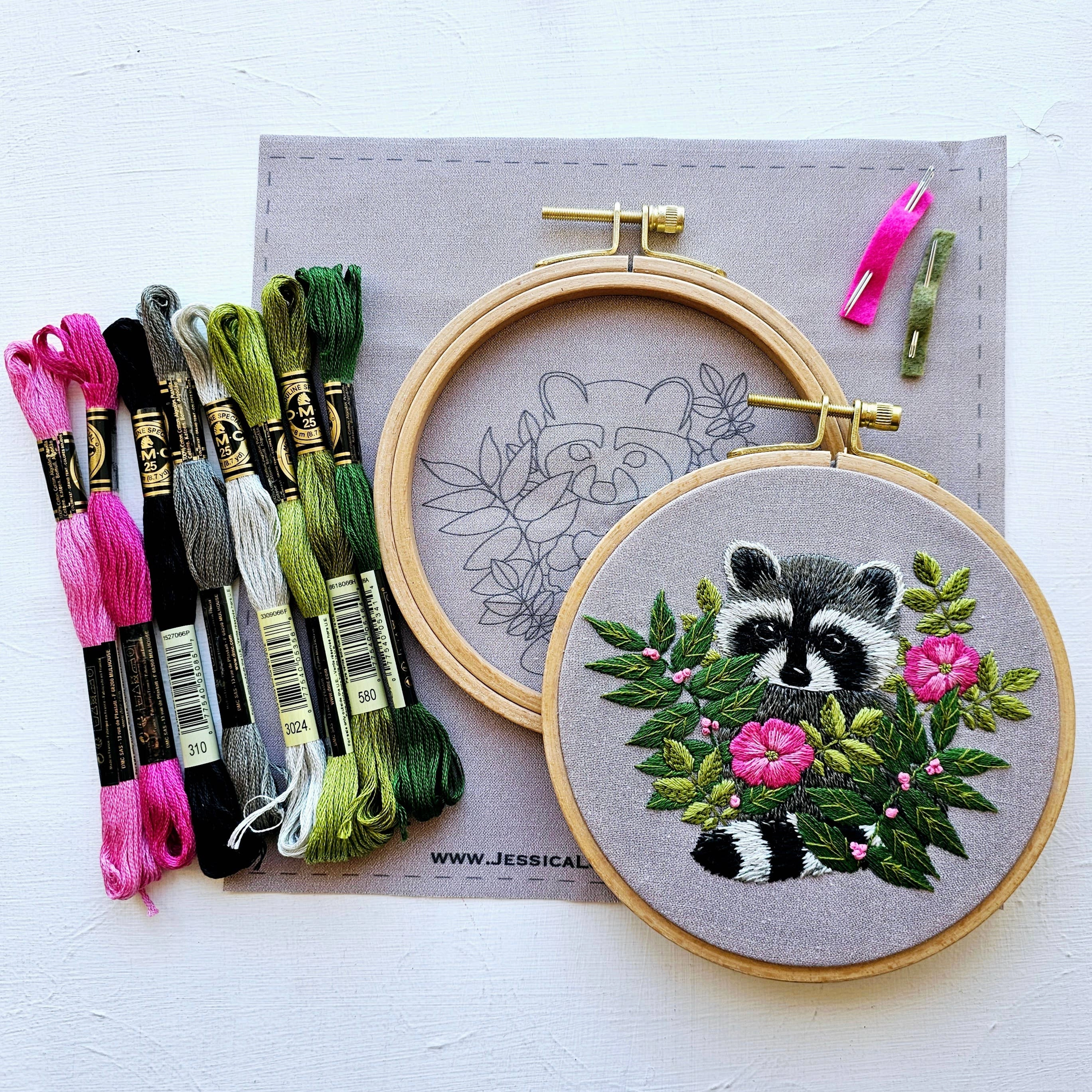 Raccoon Hand Embroidery Kit - Jessica Long