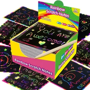 Rainbow Scratch Notes - 100 Colorful Notes for Boys and Girls, Ages 3 and Up, Children Party Favors, Stocking Stuffers