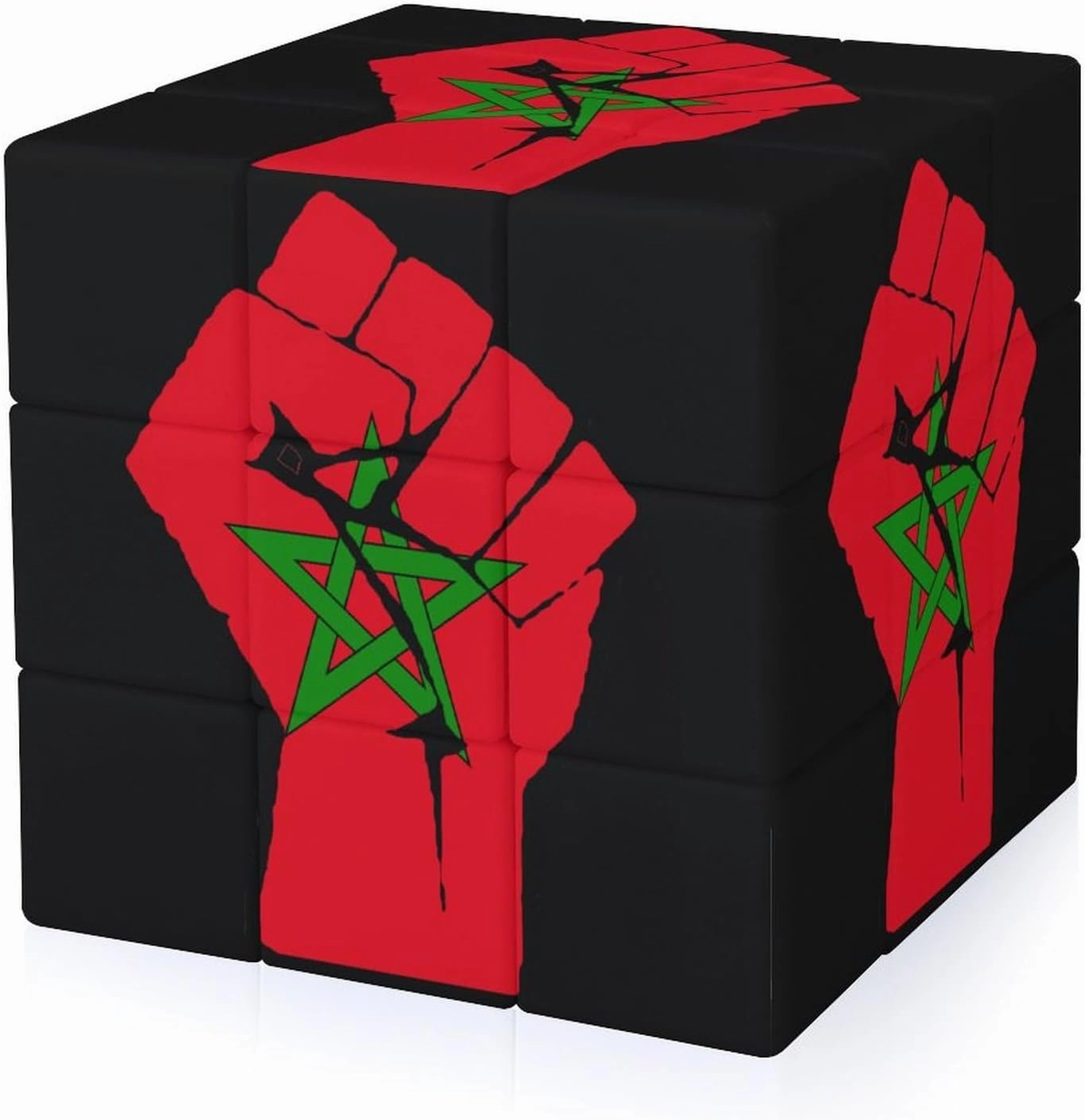 Raised Fist Morocco Flag Adults 3x3x3 Color-Matching Smooth Fully Printed Cube Gift