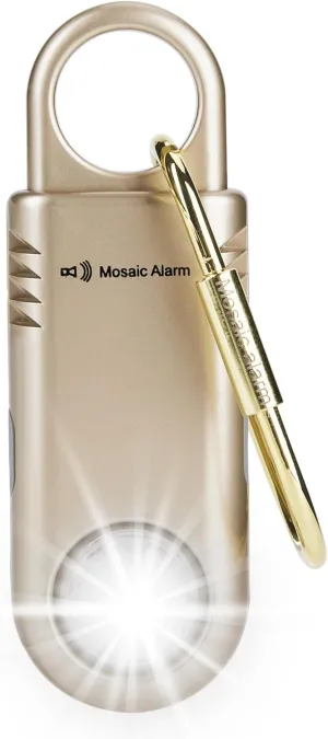 Rechargeable 135dB Personal Safety Alarm Strobe Light Loud Sound Non Slip Grip Keychain SOS Siren for Women, Students. Flashlight Hiking Bear Alarm Deterrent. Emergency Self Defense Alert. Gold