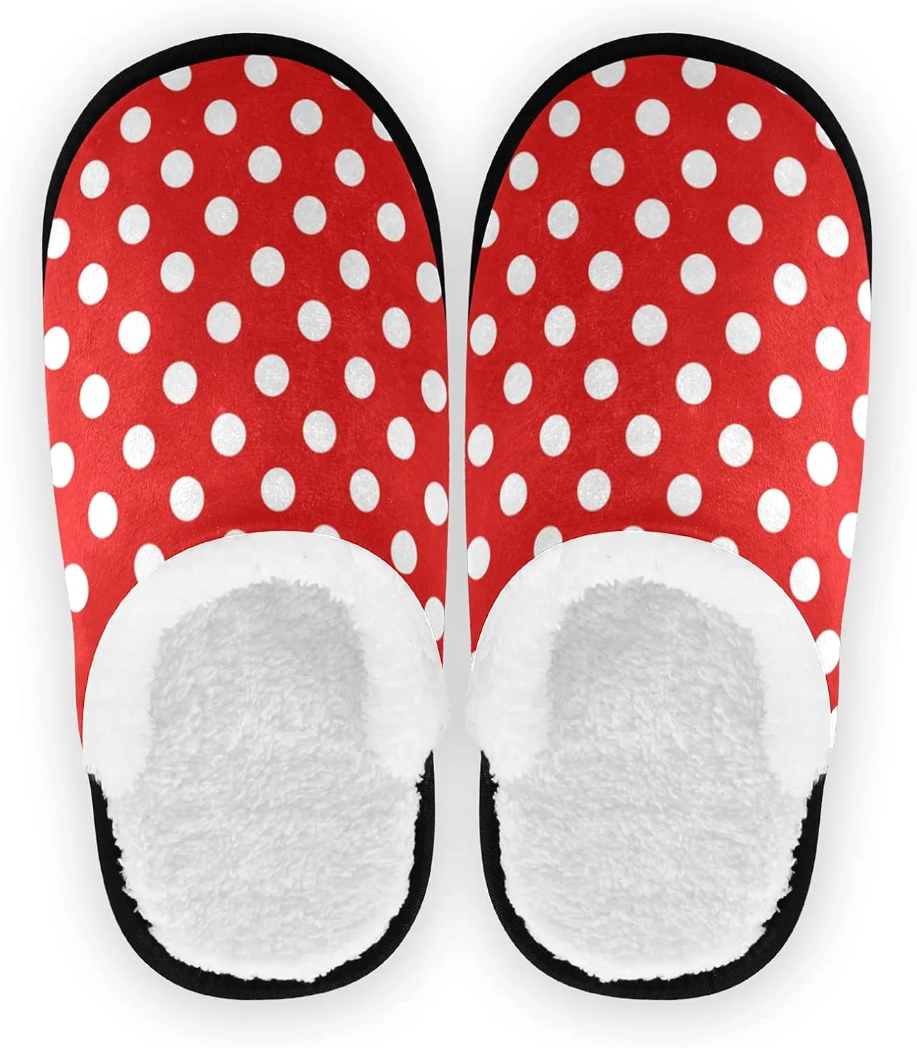 Red Polka Dot Slippers, Soft Memory Foam Non-Slip Indoor House Slippers Home Shoes For Bedroom Hotel Travel Spa