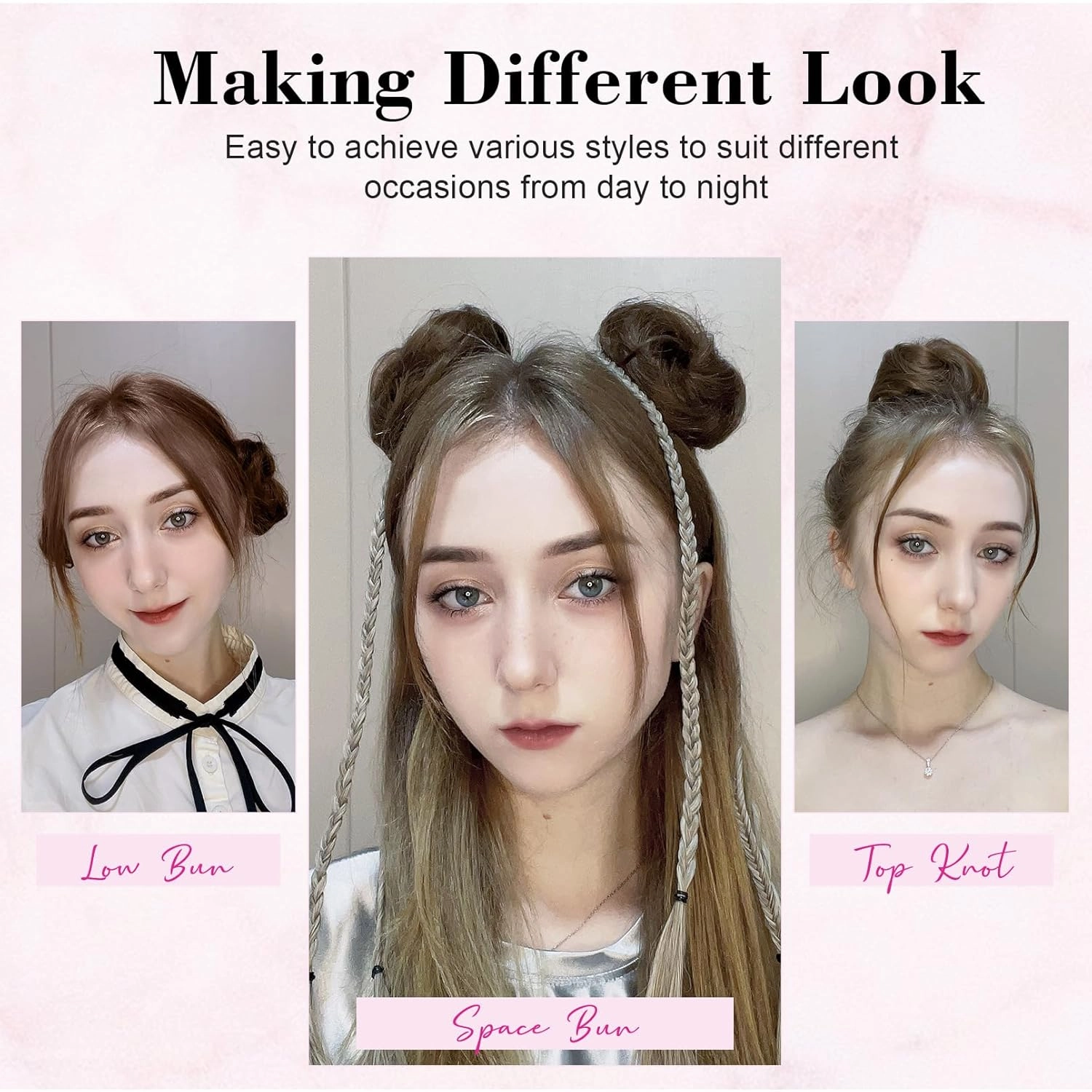 REECHO 2 PCS Mini Claw Clip in Messy & Cat Ears Hair Bun Extensions HB001 Wig Accessory Updo Hairpieces for Women Girls (Pack of 2-3.5" Wavy, Burgundy)