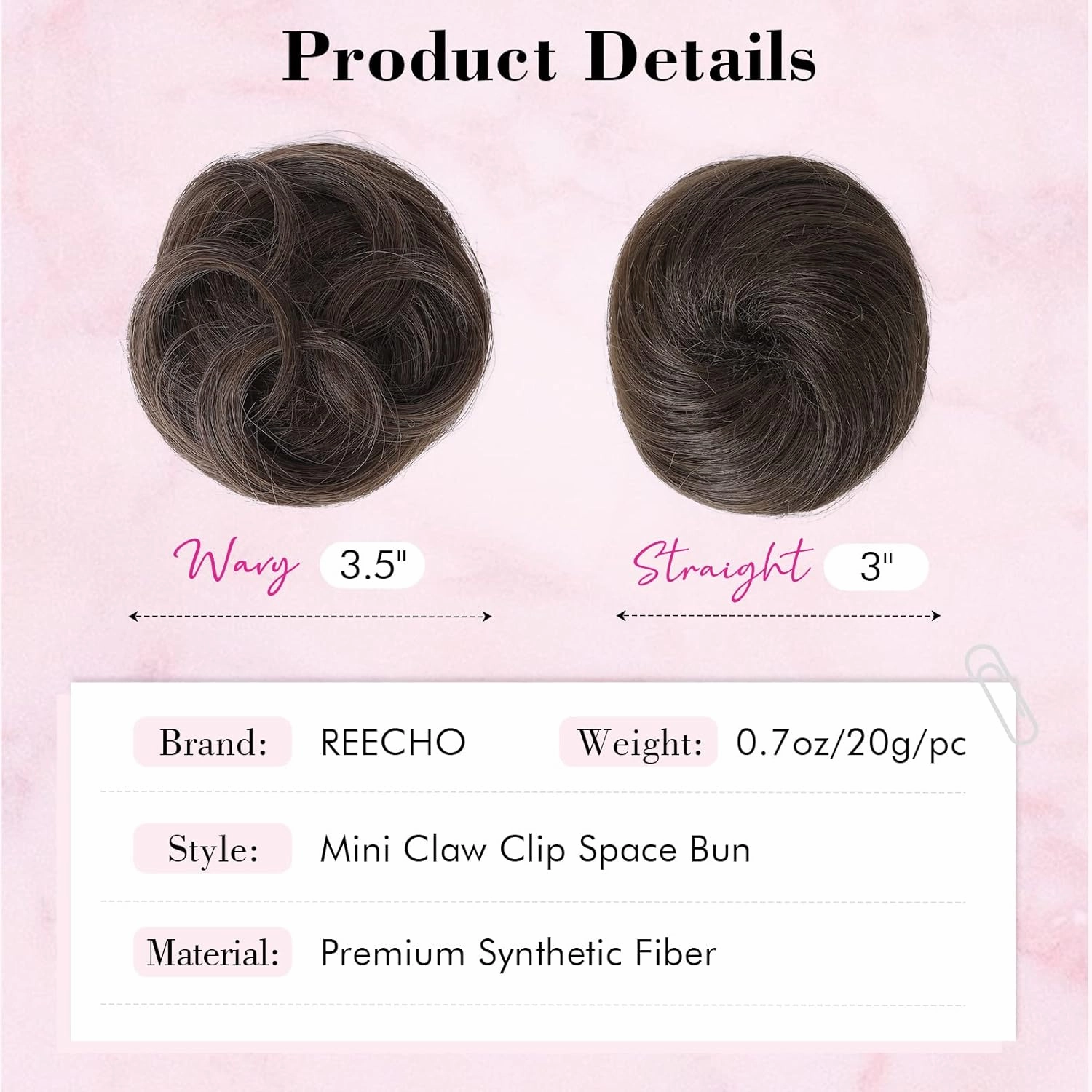 REECHO 2 PCS Mini Claw Clip in Messy & Cat Ears Hair Bun Extensions HB001 Wig Accessory Updo Hairpieces for Women Girls (Pack of 2-3.5" Wavy, Burgundy)