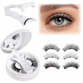 Reusable Magnetic Eyelashes with Applicator Kit - No Glue Needed Natural Look Lashes, Lightweight False Eyelashes for Daily Use & Special Events, 3D Volume Easy Apply