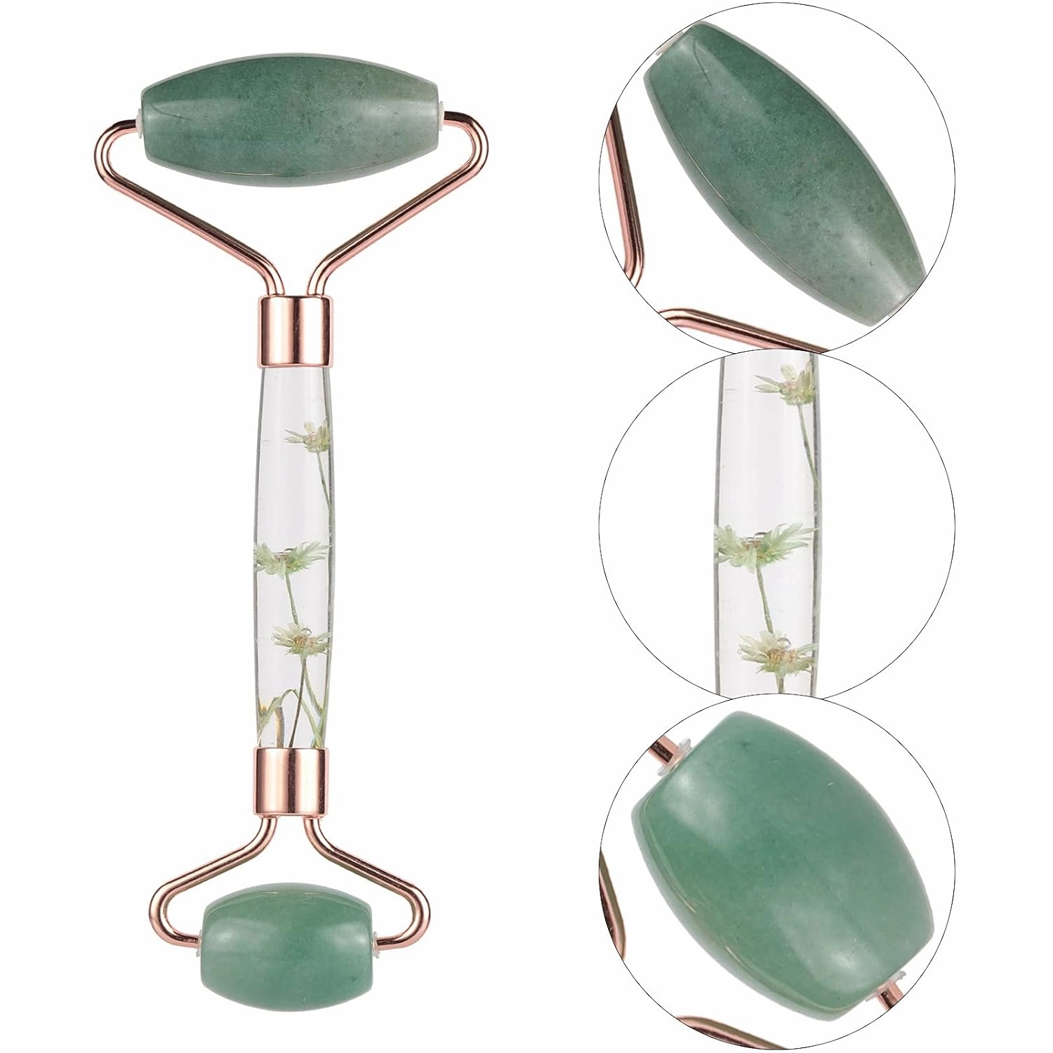 rockcloud Crystal Stone Jade Roller Massager for Face Eye Neck Facial Skin Care Tool Anti-Aging for Slimming & Firming, Green Aventurine