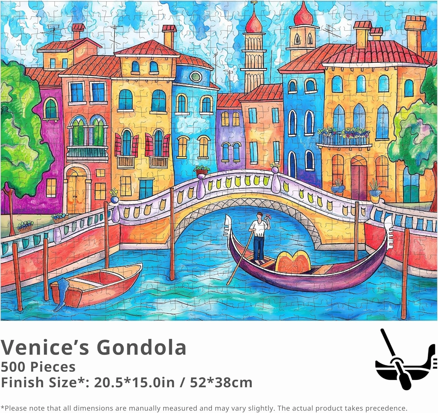 rokt&razo Venice's Gondoli, 500 Pieces Jigsaw Puzzles, Kids & Adults, Europe Puzzles, Family Game Nights, Finish Size 20.5 * 15.0in