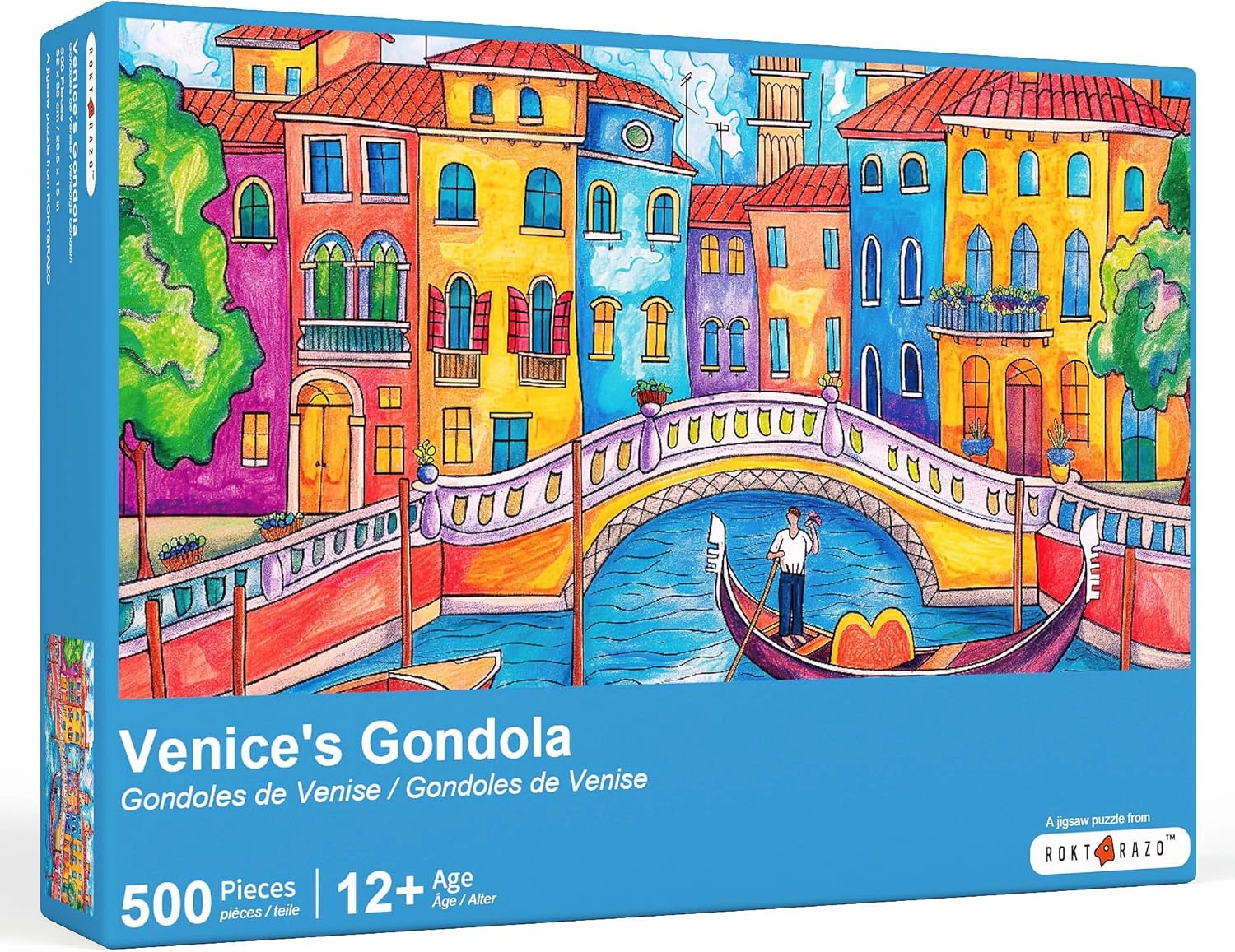 rokt&razo Venice's Gondoli, 500 Pieces Jigsaw Puzzles, Kids & Adults, Europe Puzzles, Family Game Nights, Finish Size 20.5 * 15.0in