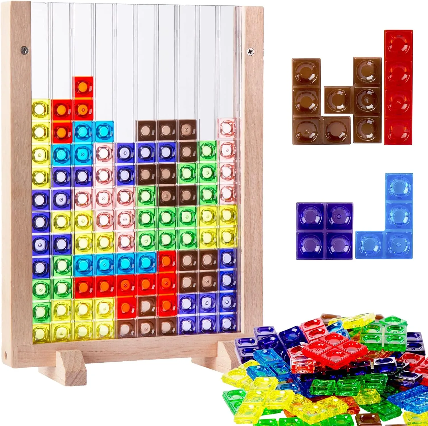 Russian Blocks Puzzle,3D Transparent Brain Teaser Toys, 3D Puzzles, Montessori Toys for 3 4 5 6 7 8 9 10 Year Old Boys Girls Kids