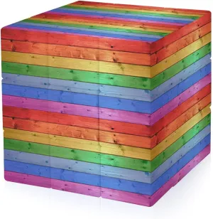 Rustic Old Barn Wood Rainbow Adults 3x3x3 Color-Matching Smooth Fully Printed Cube Gift