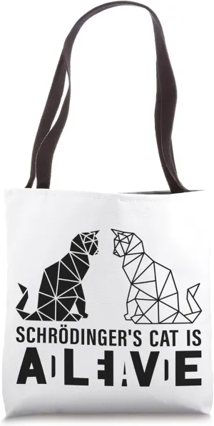 Schrödinger's Cat Is Dead and Alive Polygonal Geometric Tote Bag