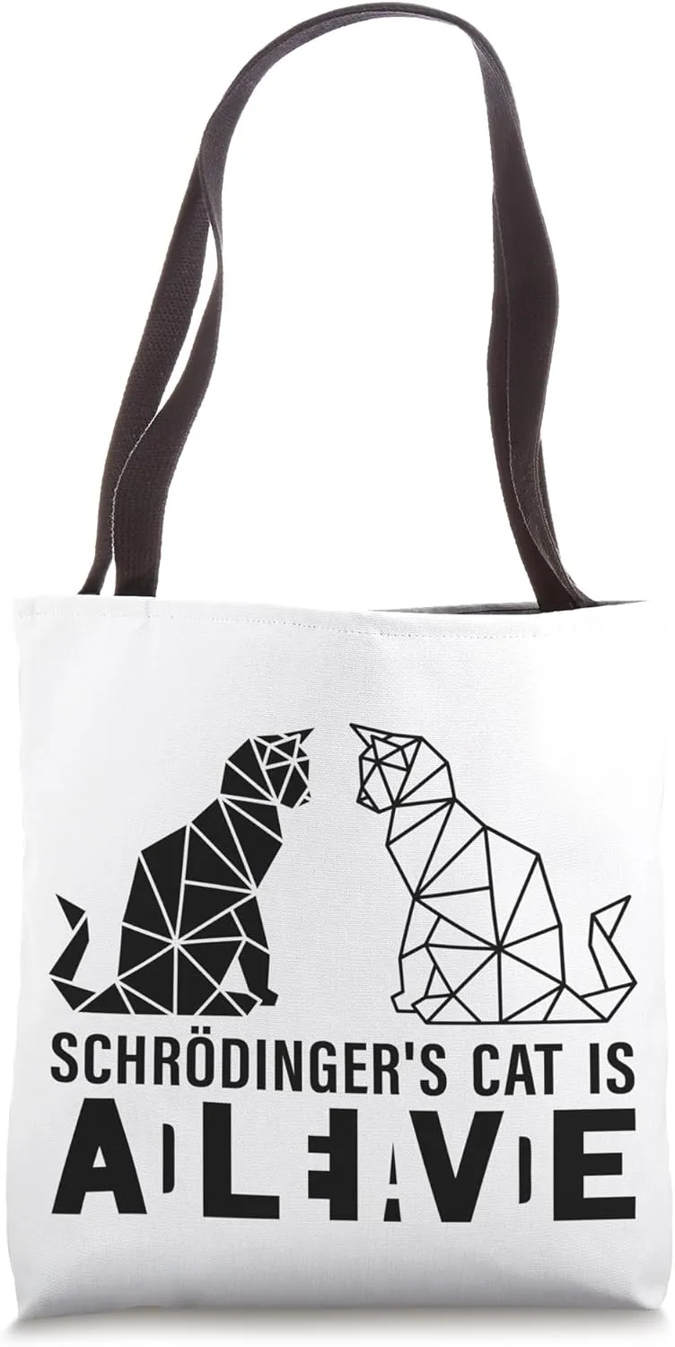 Schrödinger's Cat Is Dead and Alive Polygonal Geometric Tote Bag