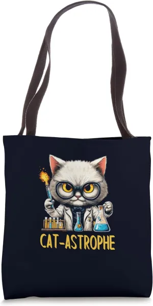 Science Cat Funny CAT-ASTROPHE Chemistry Lab Explosion Kitty Tote Bag
