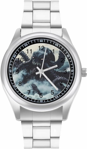 Sea Monster Octopuss Tentacles Fangs Casual Wrist Watches for Men Classic Business Dress Watch Big Face for Work Gym
