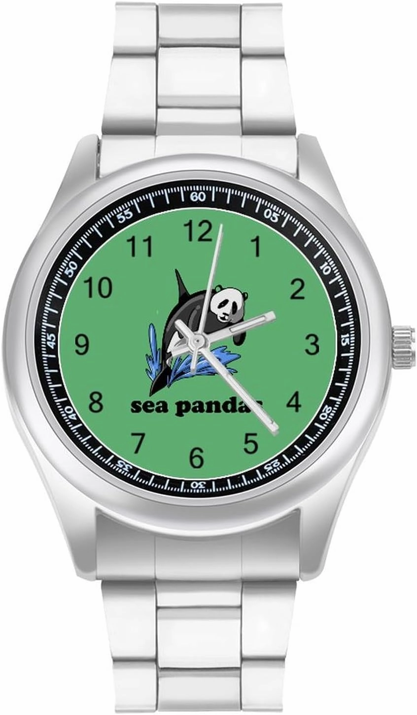 Sea Panda Killer Whale Casual Wrist Watches for Men Classic Business Dress Watch Big Face for Work Gym