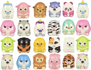 Set of 24 (2 Dozen) Cute Chunky Micro Slow Rise Squishy Toys - Mini Animal Fidgets - Memory Foam Party Favors, Prizes, OT (Random Selection)