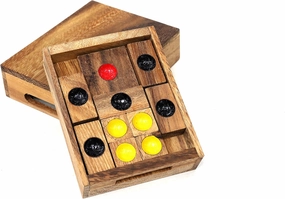 Setting Sun: STEM Sliding Block Puzzle AKA Huarong Dao or Klotski from SiamMandalay with SM Gift Box(Pictured) Improve Critical Logical Thinking with an Eco Friendly Handmade Educational Game