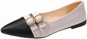 Shallow Mouth Flat Women's Shoes Spring, Summer and Autumn New Pointed Head Belt Buckle a Word Slip Mouth Casual Flat Women's Shoes