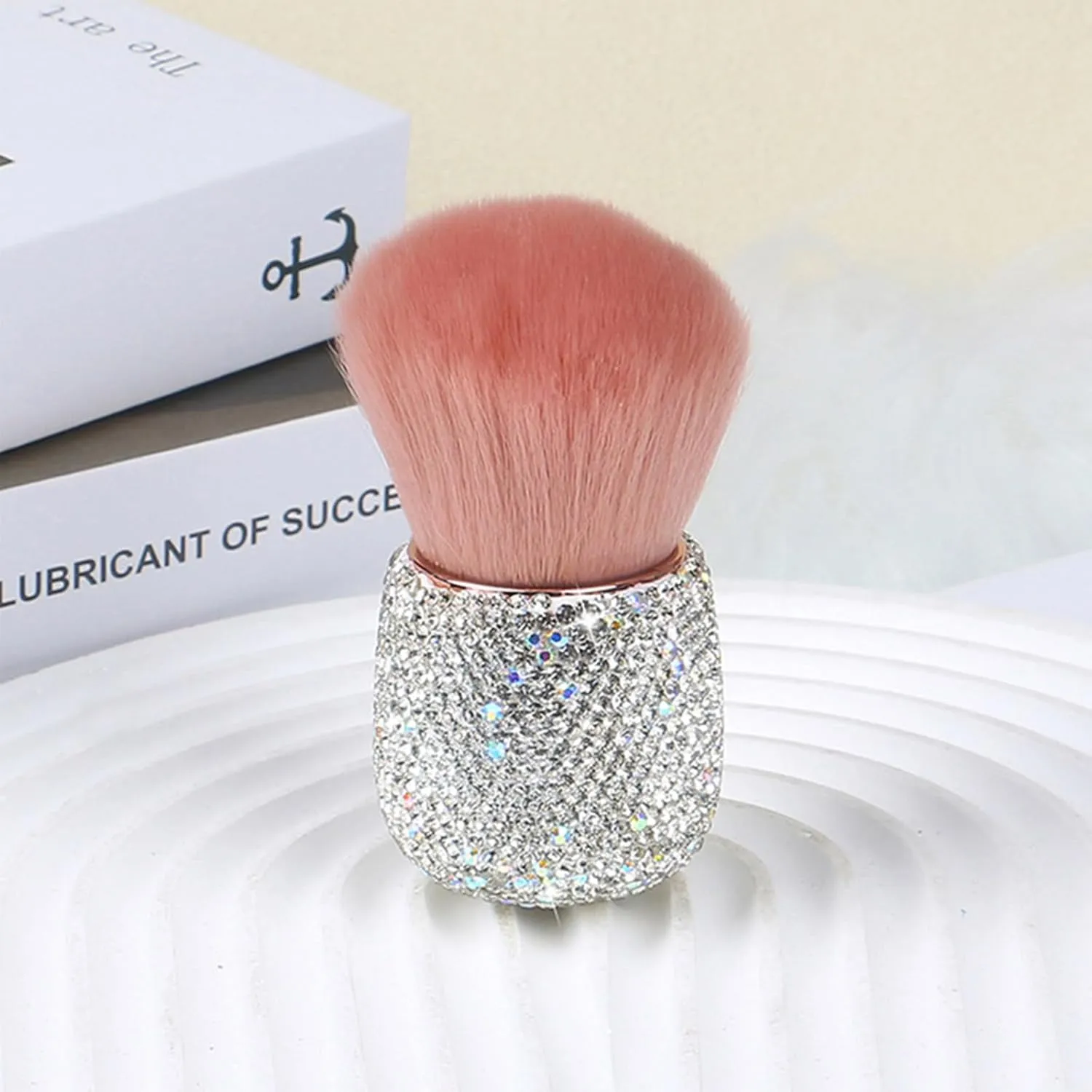 Short Full Diamond Luxury Shine Nail Art Dust Powder Remover Brush, Nail Art Dust Cleaner Brush, Soft Kabuki Cleaner Brush for Makeup (01)