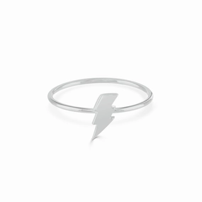 Silver Dainty Lightning Stacking Ring