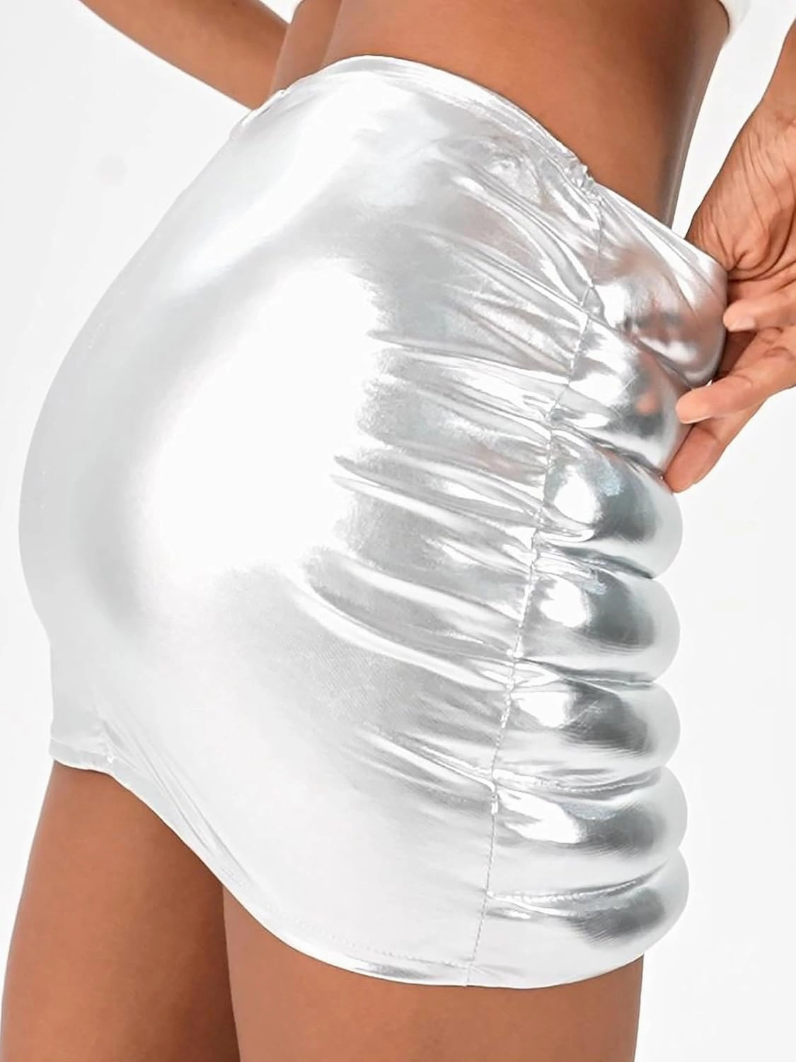 Silver Skirts for Women Sexy Metallic Puffer High Waist Y2k Mini Bubble Stretch Quilted Tube 3D Outfits