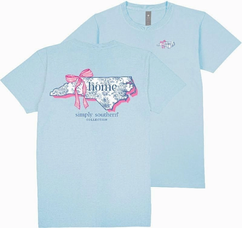 Simply Southern North Carolina Home - State Bow Design - Adult T-Shirt