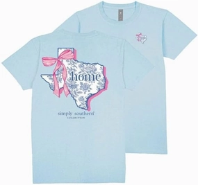 Simply Southern Texas Home - State Bow Design - Adult T-Shirt
