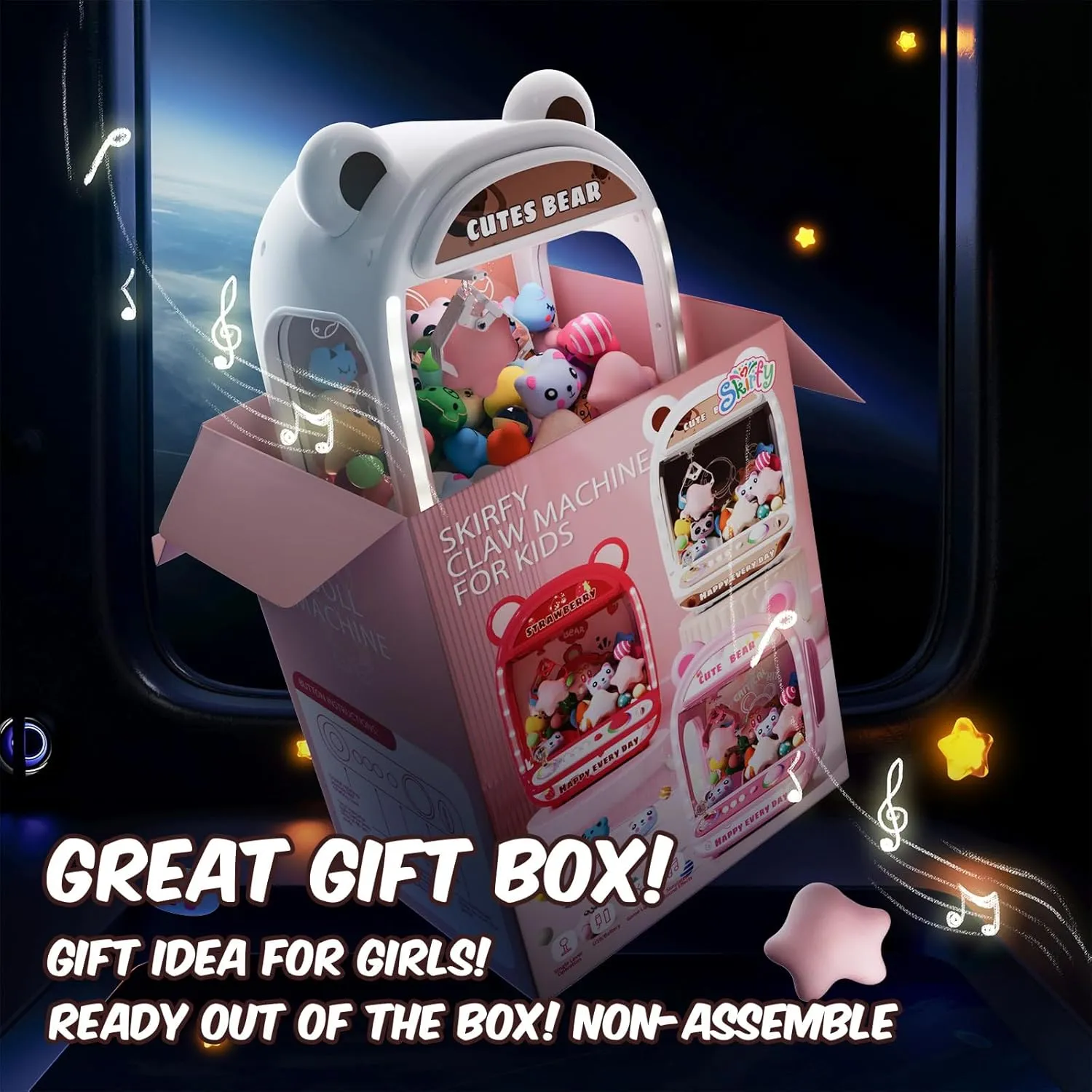 Skirfy Claw Machines for Kids,Unicorns Toys for Girls Age 6 ,Arcade Games Mini Vending Machine with Squishy Fidget Toys,Candy Dispenser Machine,Claw Game,Birthday Gifts