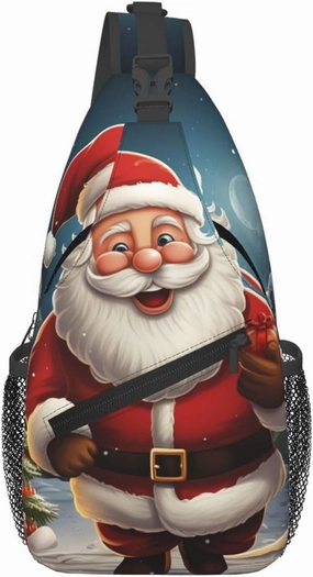 Sling Bag for Women Men Crossbody Bag Sling Backpack Santa christmas zoom Chest Bag Fanny Packs Hiking Daypack