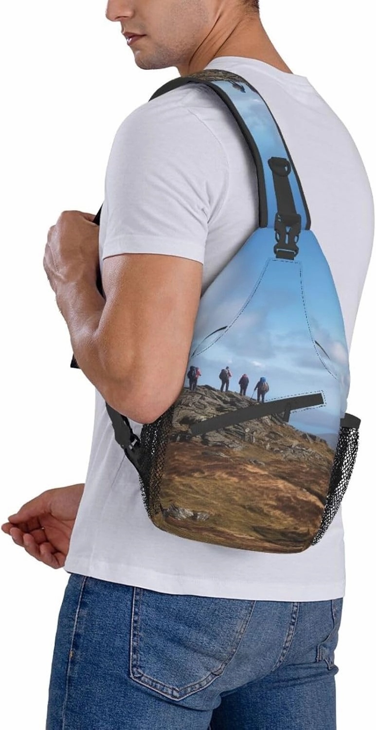 Sling Bag for Women Men Walkers at the summit Cross Chest Bag Diagonally Casual Fashion Travel Hiking Daypack