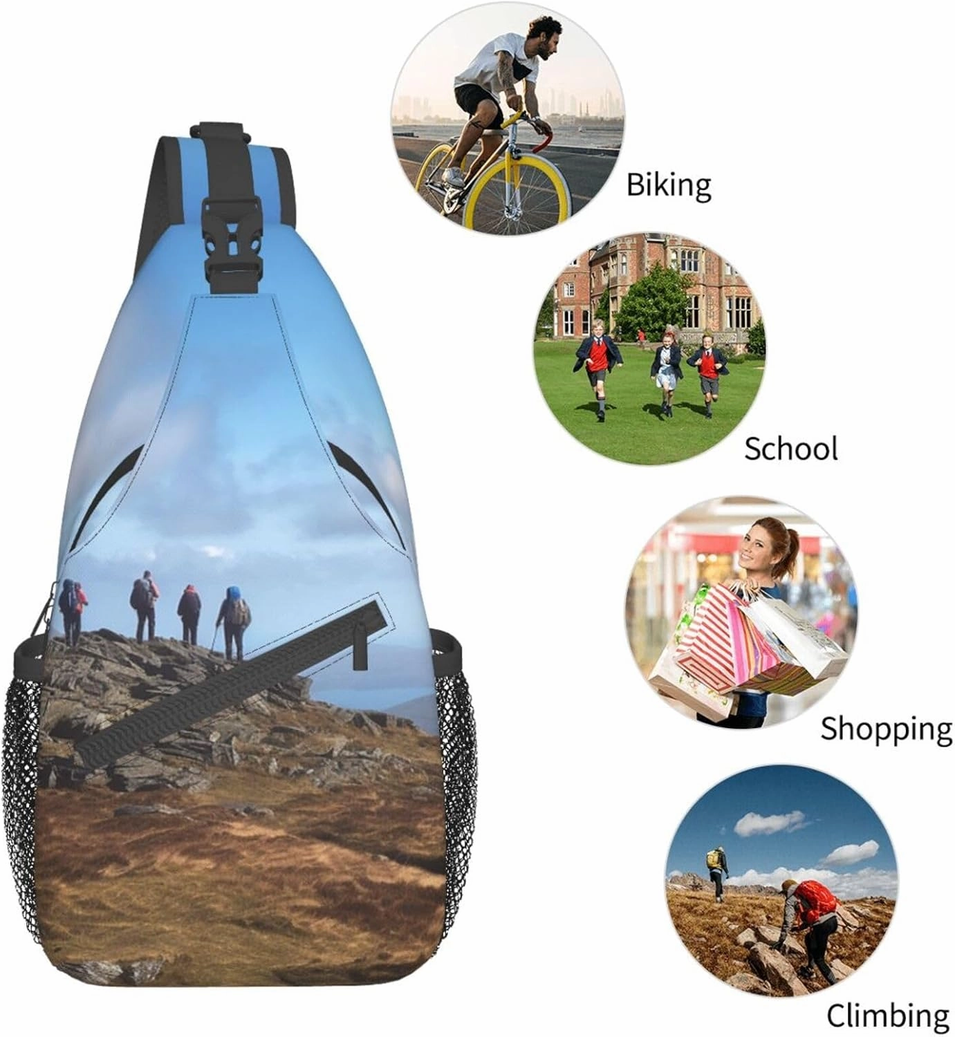 Sling Bag for Women Men Walkers at the summit Cross Chest Bag Diagonally Casual Fashion Travel Hiking Daypack